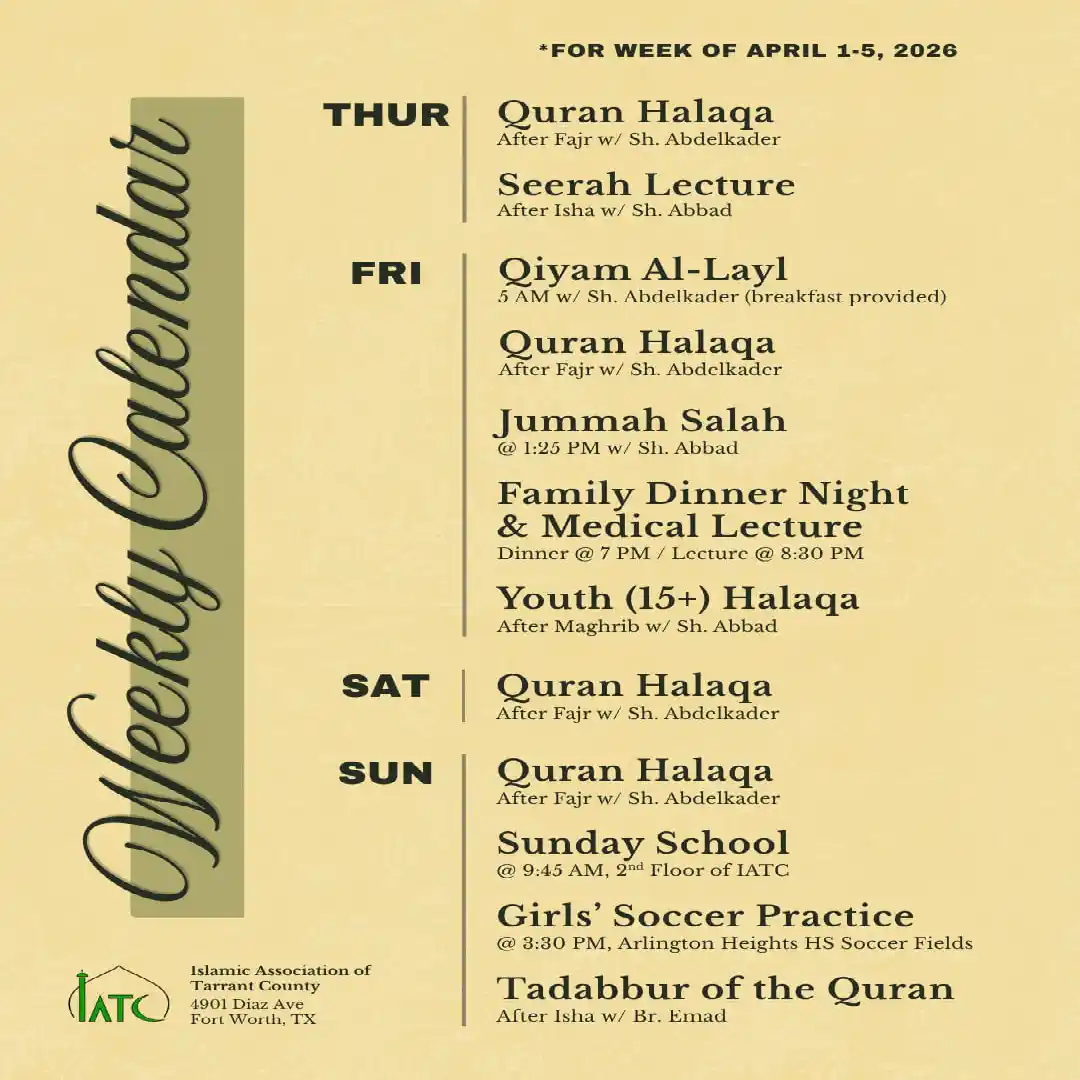 Weekly Calendar – April