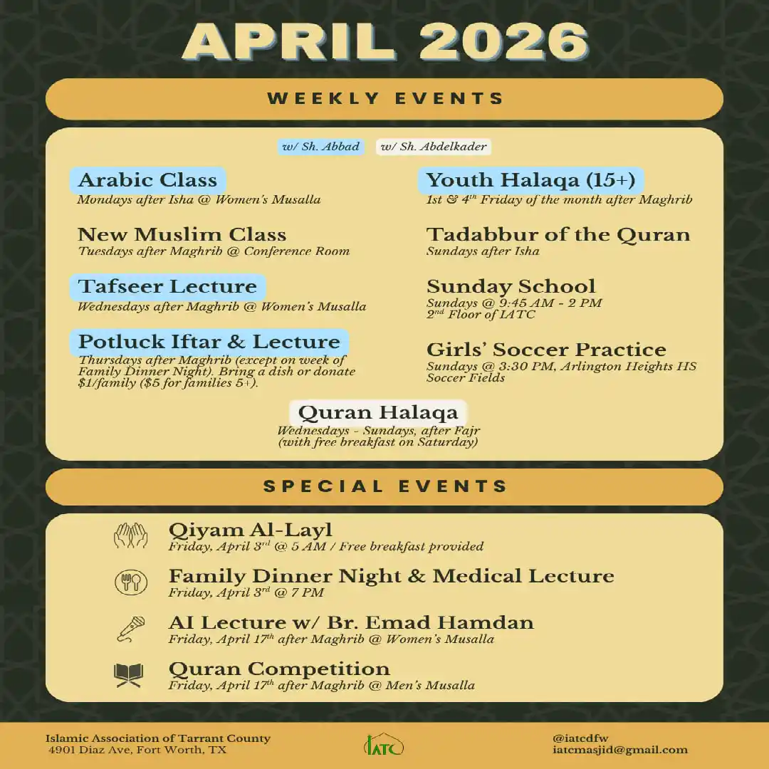 April 2026 weekly events